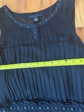 Kenneth Cole Black Pleated Stud-Trim Sleeveless Camisole